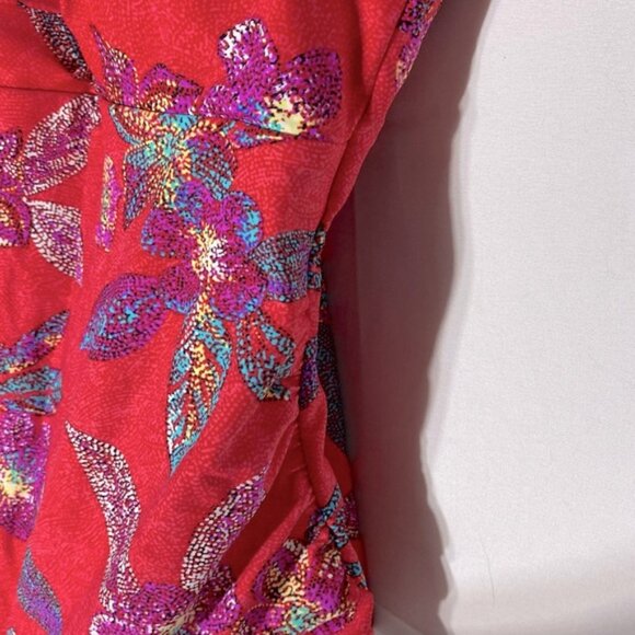 5/$25 Christina Red Floral Tankini Bikini Top Swim Top 10 - Picture 7 of 12